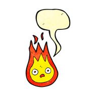 cartoon friendly fireball with speech bubble N18