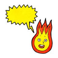 cartoon friendly fireball with speech bubble N19