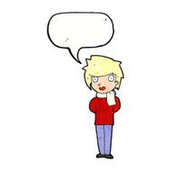 cartoon friendly man with speech bubble N19