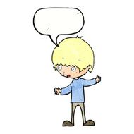 cartoon boy with outstretched arms speech bubble N11