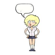 cartoon surprised woman with hands on hips speech bubble N10