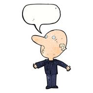 cartoon confused middle aged man with speech bubble N11