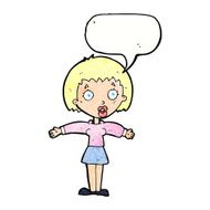 cartoon shocked woman with speech bubble N102
