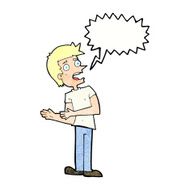 cartoon man making excuses with speech bubble N11