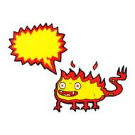 cartoon little fire demon with speech bubble N25