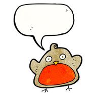 cartoon christmas robin with speech bubble N9
