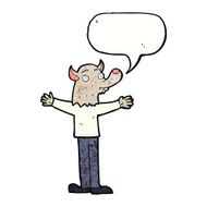 cartoon friendly werewolf with speech bubble N13