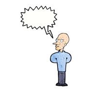 cartoon evil bald man with speech bubble N11