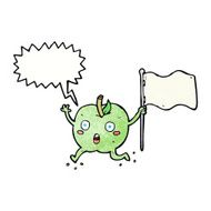 cartoon funny apple with flag speech bubble N10