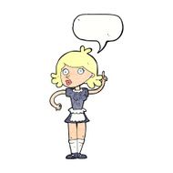 cartoon surprised maid with speech bubble N11