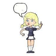 cartoon pretty maid woman with speech bubble N11