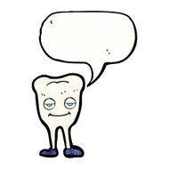cartoon happy tooth with speech bubble N42