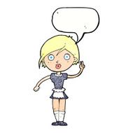 cartoon waitress making hand gesture with speech bubble N11