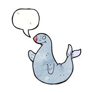 cartoon seal with speech bubble N21