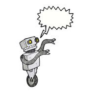 cartoon funny robot with speech bubble N88