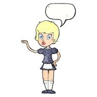 cartoon waitress with speech bubble N27