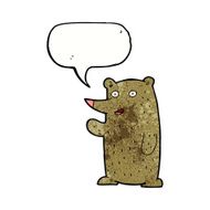 cartoon waving bear with speech bubble N7