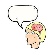cartoon head with brain symbol speech bubble N42
