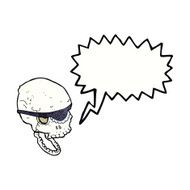 cartoon spooky skull with eye patch speech bubble N11