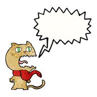 cartoon frightened cat with speech bubble N28