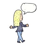 cartoon woman shrugging shoulders with speech bubble N526