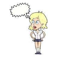 cartoon woman with hands on hips speech bubble N229