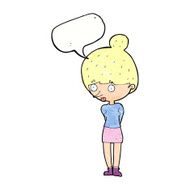cartoon woman staring with speech bubble N32