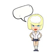 cartoon woman thinking with speech bubble N41