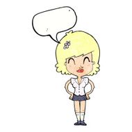 cartoon happy woman with speech bubble N270