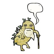 cartoon old potato with speech bubble N11