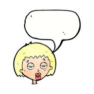cartoon bored woman with speech bubble N32
