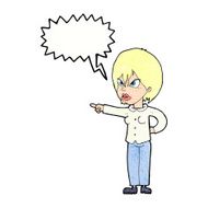 cartoon woman accusing with speech bubble N11