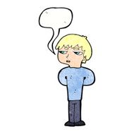 cartoon antisocial boy with speech bubble N11