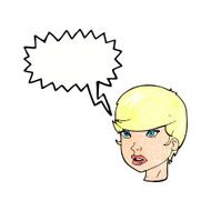 cartoon pretty female face with speech bubble N103