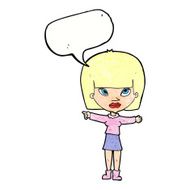 cartoon woman pointing with speech bubble N228