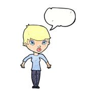 cartoon woman shrugging shoulders with speech bubble N527