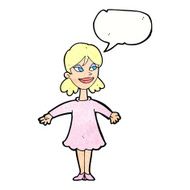 cartoon woman with open arms speech bubble N106