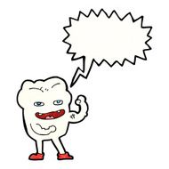 cartoon strong healthy tooth with speech bubble N11