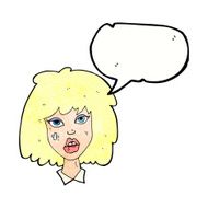 cartoon woman with bruised face speech bubble N10