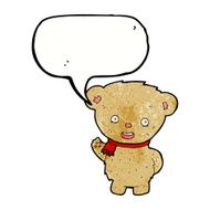 cartoon teddy bear waving with speech bubble N13