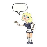 cartoon waitress serving with speech bubble N11