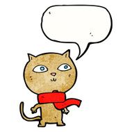cartoon funny cat wearing scarf with speech bubble N18