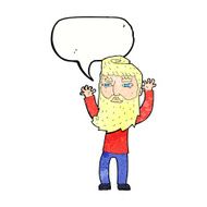 cartoon bearded man waving arms with speech bubble N11
