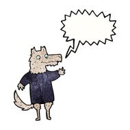 cartoon wolf businessman with speech bubble N7