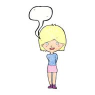 cartoon friendly woman with speech bubble N76