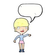 cartoon happy woman with speech bubble N271