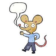 cartoon waving mouse with speech bubble N10