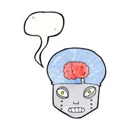 cartoon spooky robot head with speech bubble N10