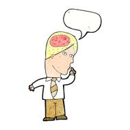 cartoon businessman with huge brain speech bubble N11