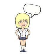 cartoon woman with hands on hips speech bubble N233